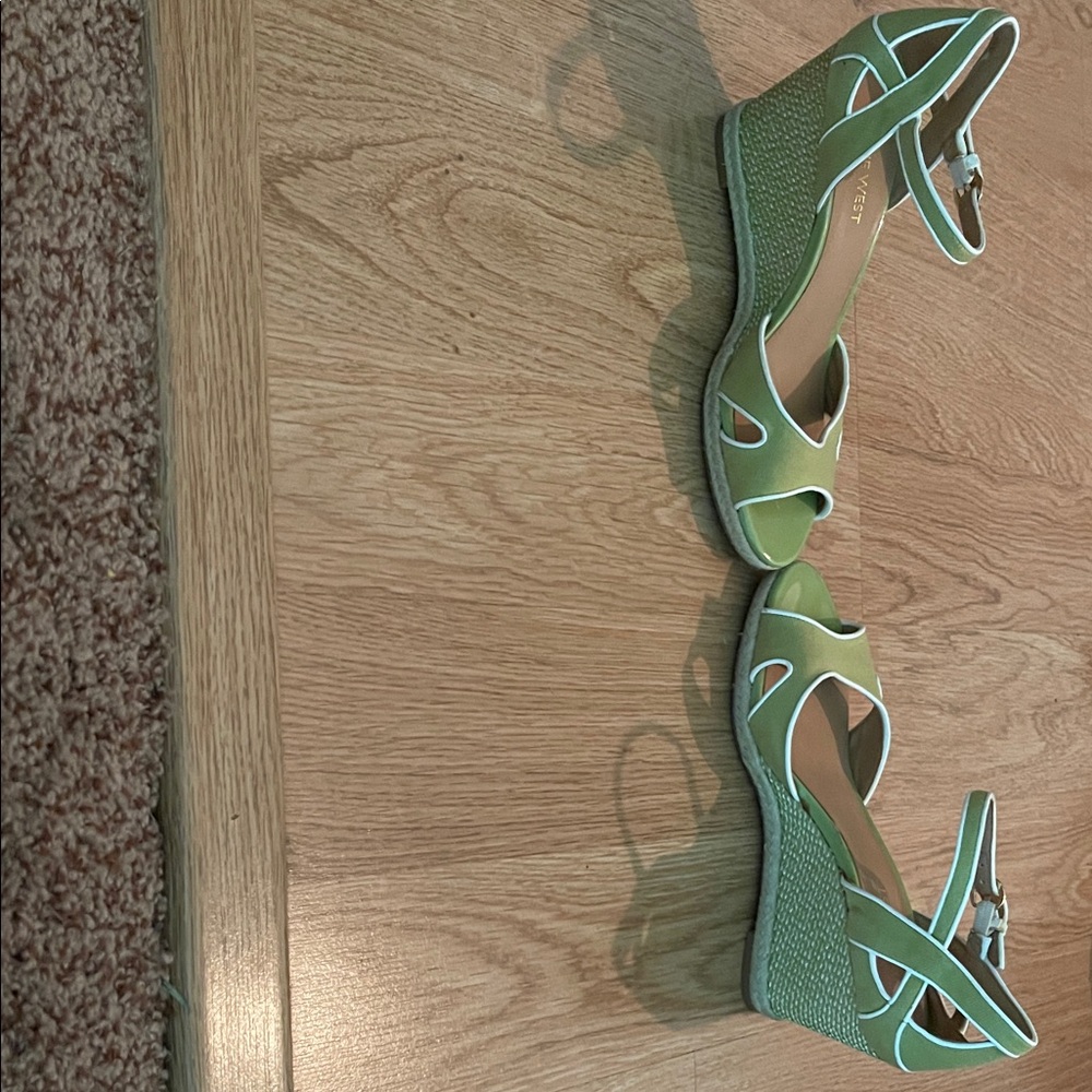 Nine West Light Green Wedge Sandals